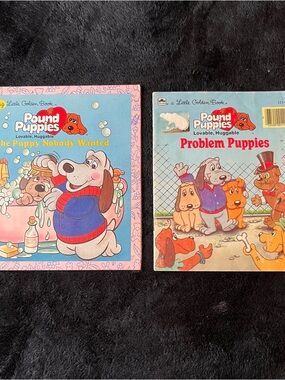 2 Vintage Pound Puppies Little Golden Books